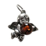 Pandantiv amuleta din argint cu piatra naturala de ambra Silver Dreams - Ingeras 2 cm